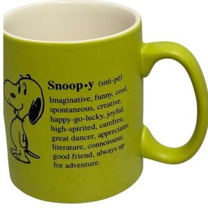 Hallmark Peanuts Snoopy Dictionary Definition Coffee Mug Lime Green Ceramic 4805